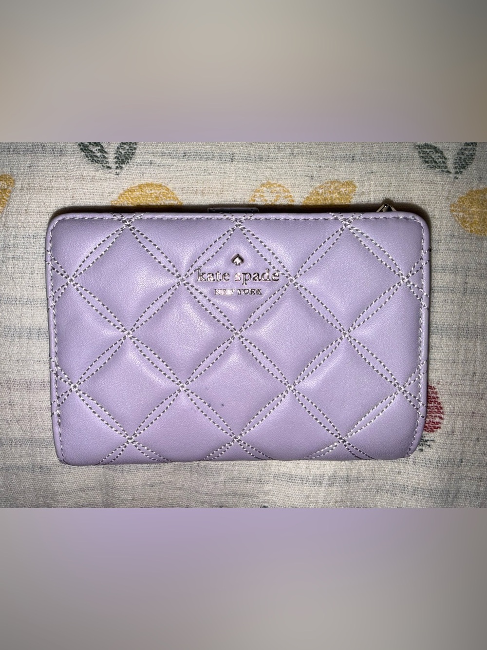 Kate Spade Quilted Medium Bifold Leather Wallet - Lilac